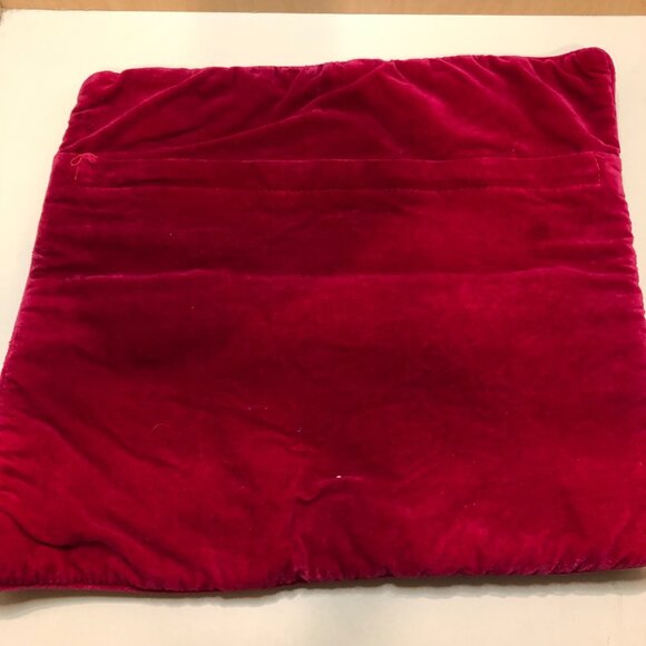 Handmade Needlepoint Christmas Pillow Cover with Ornament Design Red Velvet Back - Picture 5 of 10